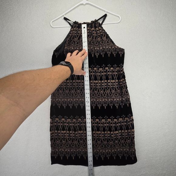 Max Studio Dress M Shift Mini Velvet Halter Burnout Cocktail Party Art Deco - Picture 11 of 13